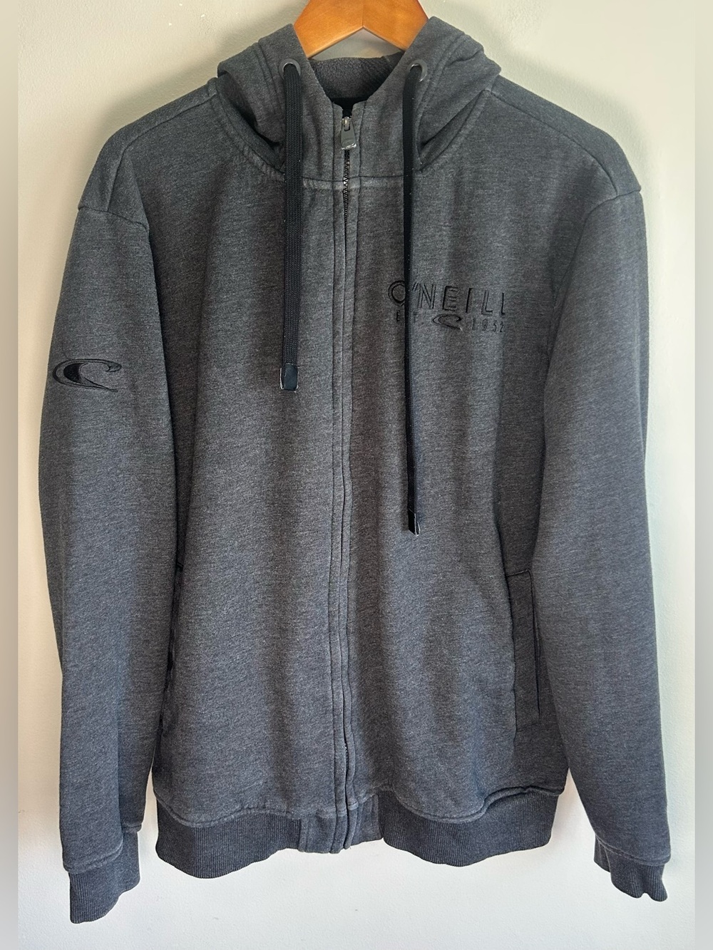 Vintage O'Neill Men’s Hoodie Sweater XXL Dark Gray Zip Up Grunge Surf Skate Y2K